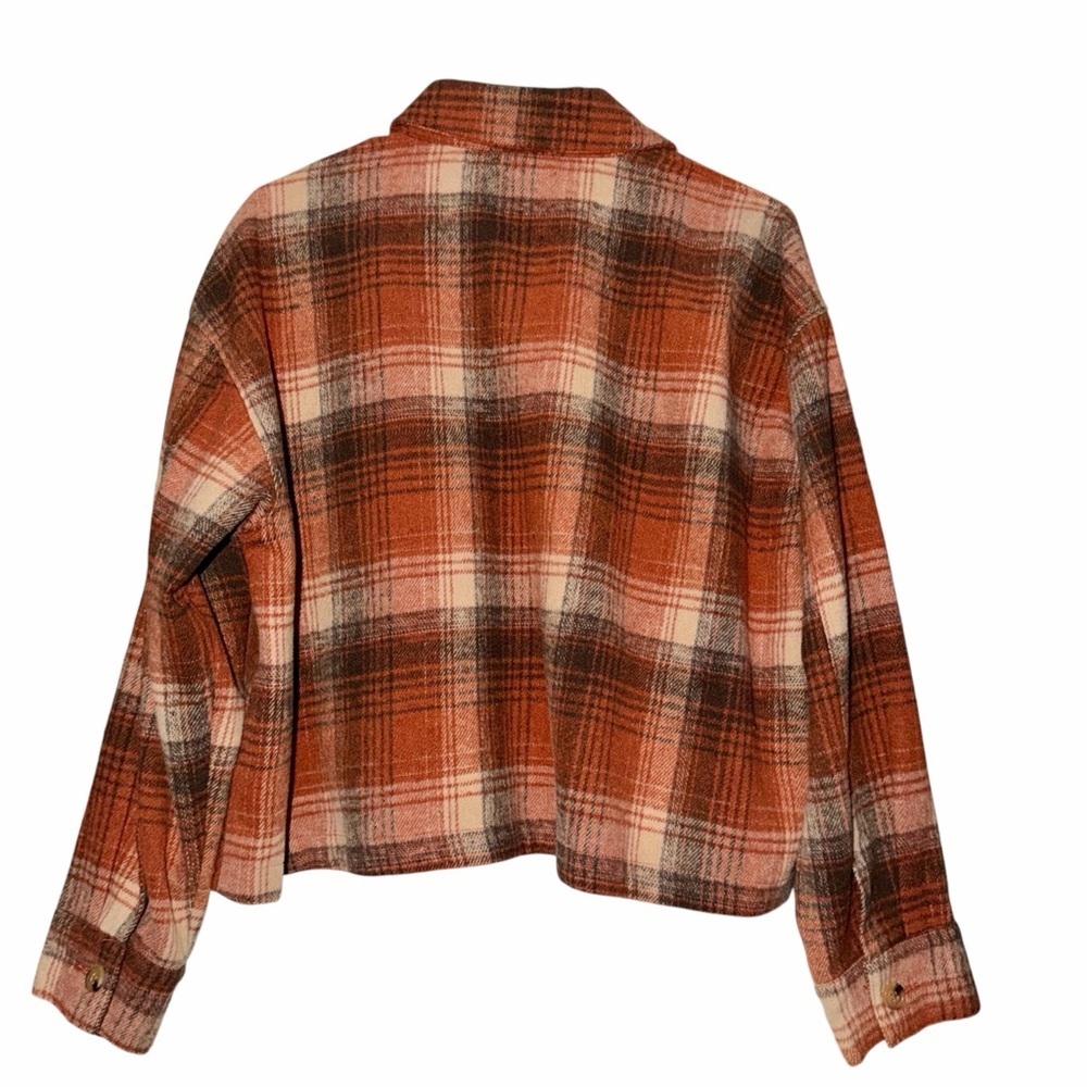 Easel Rust Plaid Button-Up Shacket Size Medium - Picture 2 of 5